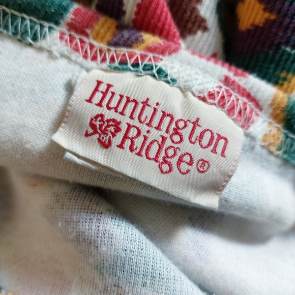 Vtg 90s Huntington Ridge Colorful Red Yellow Abstract Print Short Sleeve Shirt - Picture 10 of 11